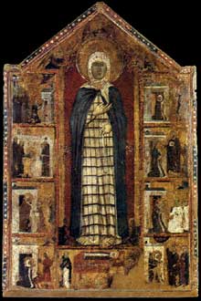 Histoire de sainte Marguerite de Cortone. Vers 1298. Panneau de bois, 178 x 128 cm. Cortone ; Museo Diocesano