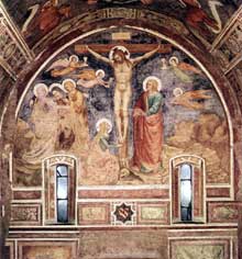 Crucifixion. 1370. Fragment de fresque détachée, 378 x 277 cm. Milan, Pinacothèque de la Brera