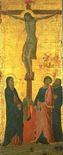 Jacopo del Casentino : Crucifixion. 1340-1345. Tempera sur bois. Oberlin, Ohio, Allen Memorial Art Museum