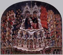 Jacobello del Fiore : couronnement de la vierge. 1438. Panneau de bois, 283 x 303 cm. Venise, Galleria dell’Accademia
