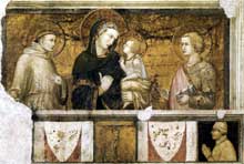 Pietro Lorenzetti (1280-1348) : la naissance de la Vierge. 1342, tempera sur bois, 188 x 183 cm. Sienne, musée du Dôme