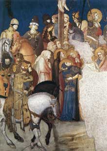 Pietro Lorenzetti : Crucifixion, détail. Vers 1320. Fresque. Assise, église inférieure saint François, transept sud