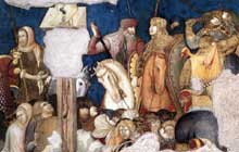 Pietro LorenzettiÂ : Crucifixion, dÃ©tail. Vers 1320. Fresque. Assise, Ã©glise infÃ©rieure saint FranÃ§ois, transept sud