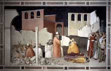 Maso di Banco : Le miracle du pape Sylvestre. Vers 1340. Fresque, largeur, 534 cm. Florence, Santa Croce, chapelle di Bardi di Vernio