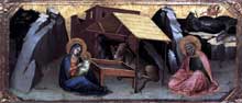 Lorenzo Monaco : nativité. Vers 1390. Panneau de peuplier, 26 x 61 cm. Berlin, Staatliche Musee