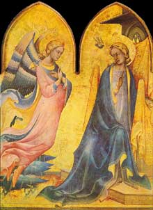 Lorenzo Monaco : l’annonciation. 1410-1415. Tempera sur panneau. Florence, Galleria dell’Accademi