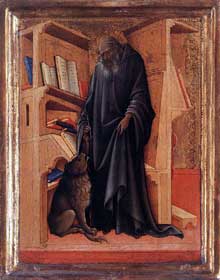 Lorenzo Monaco : diptyque : saint Jérôme. Vers 1420. Panneau, 32 x 18 cm. Amsterdam, Rijksmuseum