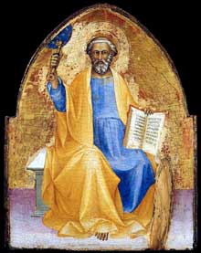 Lorenzo Monaco : saint Pierre. Vers 1405. Huile sur panneau de peuplier, 53 x 41 cm. Collection privée