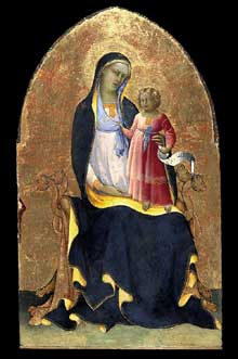 Lorenzo Monaco : Vierge trônant en enfant. Vers 1418. Tempera et or sur bois, 101,60 x 61,70 cm. National Gallery of Scotland