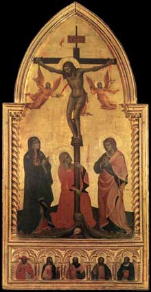 Nardo di Cione : Crucifixion. 1350-1360.Tempera sur bois, 145 x 71 cm. Florence, les Offices