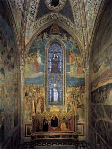 Nardo di Cione : Vue de la chapelle des Strozzi. 1350s. Fresque. Florence, Santa Maria Novella, chapelle des Strozzi