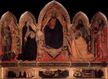 Orcagna : Le retable des Strozzi. 1354-1357. Tempera sur bois, 274 x 296 cm. Florence, Santa Maria Novella, Chapelle Strozzi