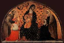 Paolo Veneziano : Le Doge Francesco Dandolo et son épouse présentés à la Madone. 1339. Panneau de bois. Venise, Santa Maria Gloriosa dei Frari