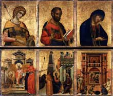 Paolo Veneziano : Retable de Saint Marc, panneau de gauche. 1345. Venise, Basilique saint Marc