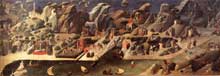 Starnina : La Thébaide. Vers 1410. Tempera sur bois, 80 x 216 cm. Florence, les Offices