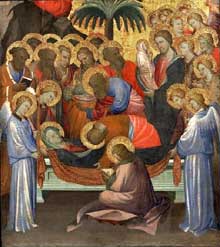 Starnina : La Dormition de la vierge. Vers 1404-1408. Panneau de bois peint. Philadelphia Museum of Art