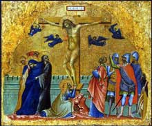 Paolo Veneziano (v. 1300-1360) : Crucifixion. Vers 1340. Tempera sur panneau, 31,8 x 37,5 cm. Washington, National Gallery of Art