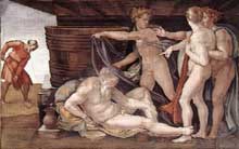 L’ivresse de Noé. 1509. Fresque. Chapelle Sixtine, Vatican