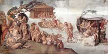 Le déluge. 1508-1509. Fresque, 280 x 570 cm. Chapelle Sixtine, Vatican
