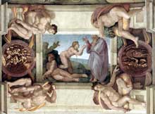 La création dEve. 1509-1510. Fresque, 170 x 2960 cm. Chapelle Sixtine, Vatican