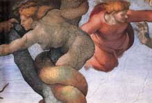 La chute et l’expulsion du jardin d’Eden. 1509-1510. Fresque, 280 x 570 cm. Chapelle Sixtine, Vatican