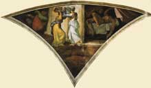 Judith et Holopherne. Pendentif coté entrée. 1509. Fresque, 570 x 970 cm. Chapelle Sixtine, Vatican