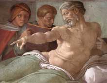 Le châtiment dAman. Pendentif côté autel. 1511. Fresque, 585 x 985 cm. Chapelle Sixtine, Vatican