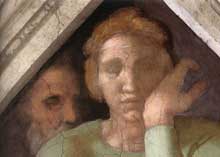 Voûtain des ancêtres du Christ : Jessé et ses Parents. 1510. Fresque, 245 x 340 cm. Chapelle Sixtine, Vatican