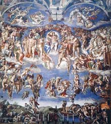 Le jugement dernier. Vue gÃ©nÃ©rale. 1537-1541. Fresque, 1370 x 1220 cm. Chapelle Sixtine, Vatican