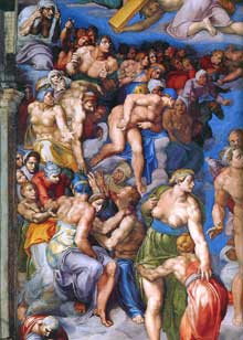 Le jugement dernier, détail : les élus. Fresque, Chapelle Sixtine, Vatican